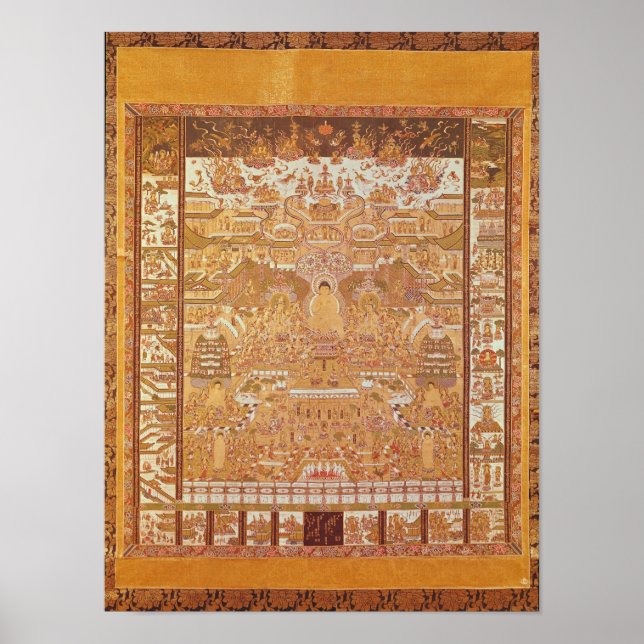 Kshitigarbha, domare i helvetet, från Dunhuang Poster (Framsidan)