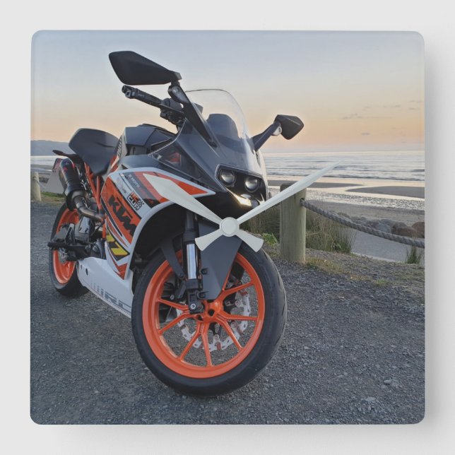 KTM Motorcykelklocka Fyrkantig Klocka (Framsida)