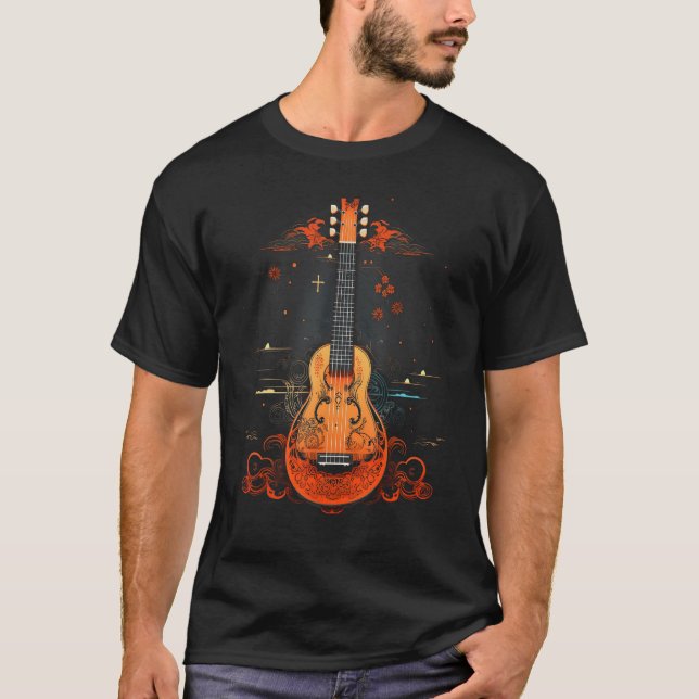Kto Traditional Stringed Instrument Japansk Art T Shirt (Framsida)