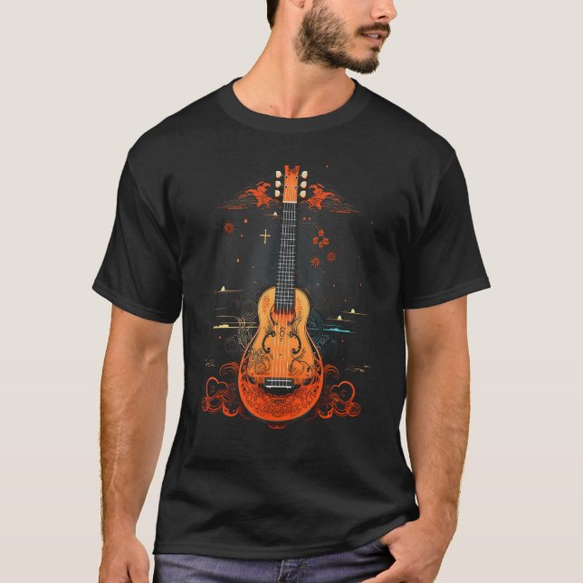 Kto Traditional Stringed Instrument Japansk Art T Shirt (Framsida)