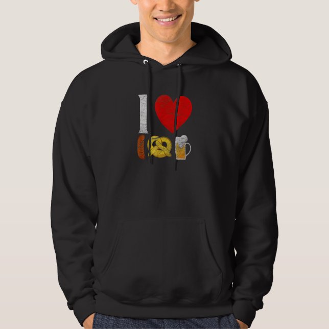 Ktoberfest Ich Kärlek Beer Retro German Bavarian F Hoodie (Framsida)