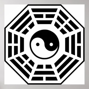 Kua för BaguaPa de kinesiska symbolerna för Taoist Poster