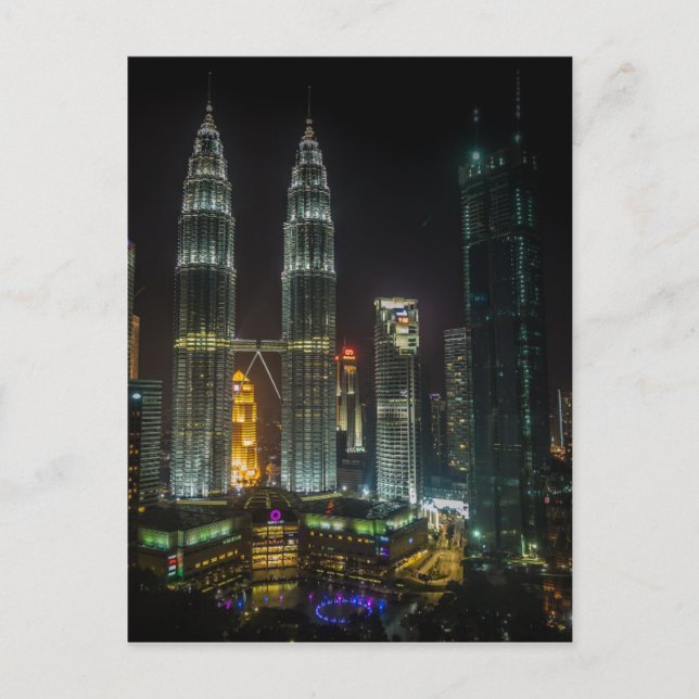 Kuala Lumpar Skyline på natten Vykort (Framsida)