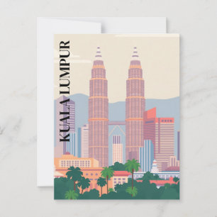 Kuala Lumpur Malaysia Art Deco-tornen Stadssiluett Vykort