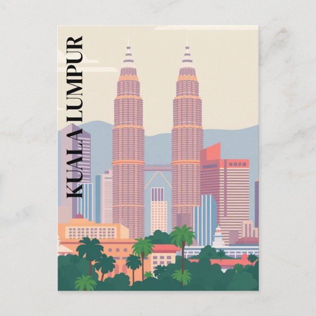 Kuala Lumpur Malaysia Art Deco-tornen Stadssiluett Vykort (Framsida)