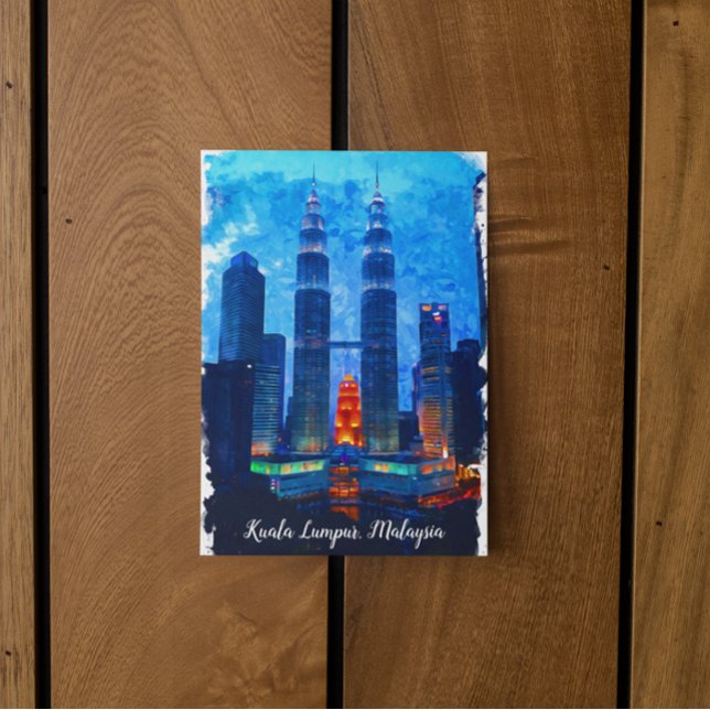 Kuala Lumpur Malaysia Asia Travel Vykort (kuala lumpur malaysia watercolor postcard)