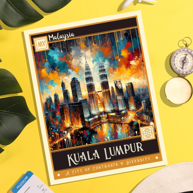 Kuala Lumpur, Malaysia | Måla Vintage Vykort (Skapare uppladdad)