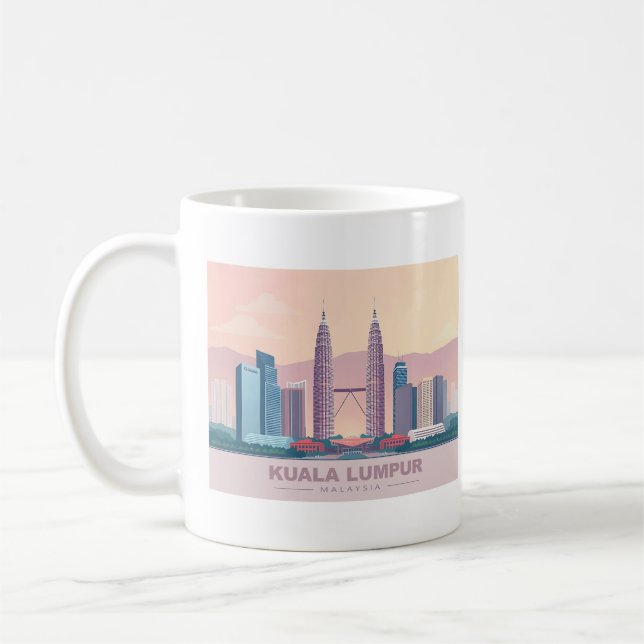 Kuala Lumpur Malaysia Pastel Travel Kaffemugg (Vänster)