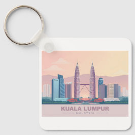 Kuala Lumpur Malaysia Pastel Travel Nyckelring