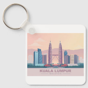 Kuala Lumpur Malaysia Pastel Travel Nyckelring