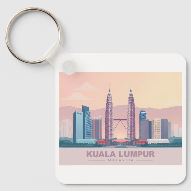Kuala Lumpur Malaysia Pastel Travel Nyckelring (Framsida)