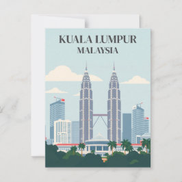 Kuala Lumpur Malaysia Petronas Towers Siluett Vykort