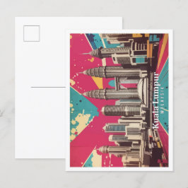 Kuala Lumpur Malaysia Pop Art Travel Illustration Vykort