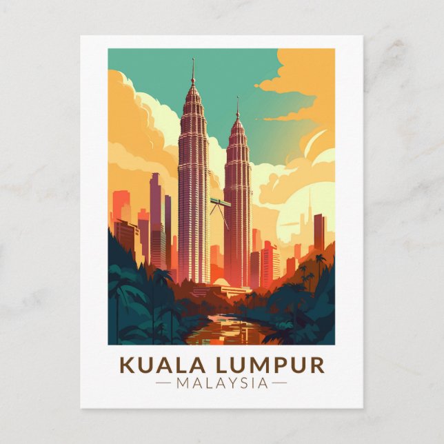 Kuala Lumpur Malaysia Resa Konst Vintage Vykort (Framsida)