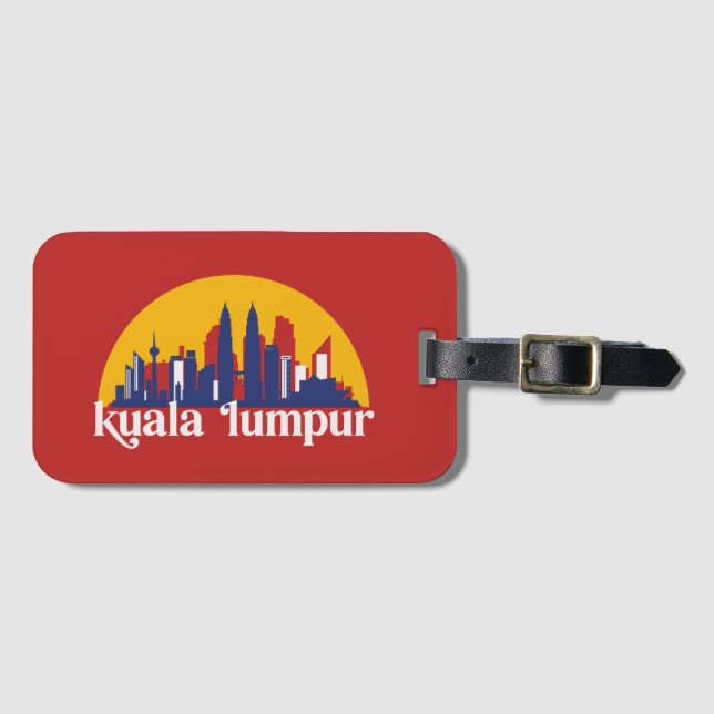 Kuala Lumpur Malaysia Retro City Skyline Cityscape Bagagebricka (Framsida horisontal)