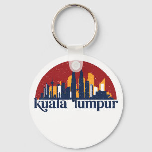 Kuala Lumpur Malaysia Retro City Skyline Cityscape Nyckelring