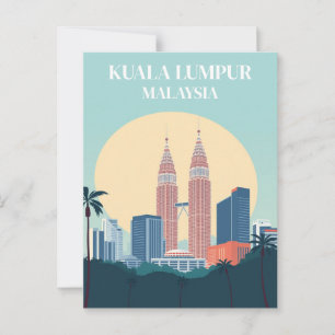 Kuala Lumpur Malaysia Retro Petronas Torn Vykort