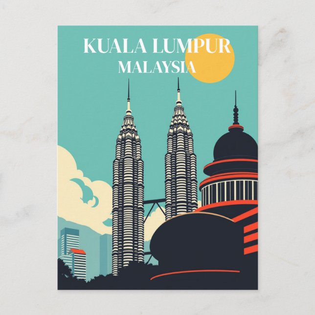 Kuala Lumpur Malaysia Retro stadslandskap  Vykort (Framsida)