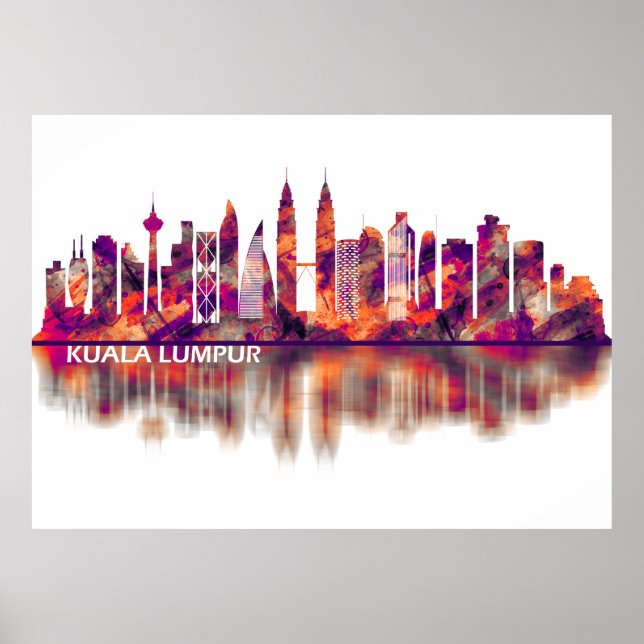 Kuala Lumpur Malaysia Skyline Poster (Framsidan)