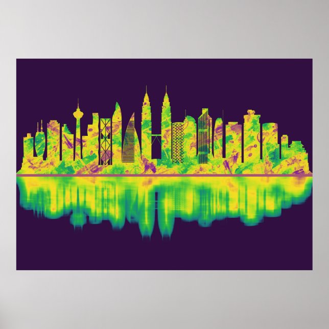 Kuala Lumpur Malaysia Skyline Poster (Framsidan)