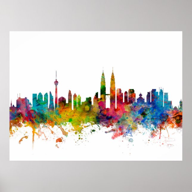 Kuala Lumpur Malaysia Skyline Poster (Framsidan)