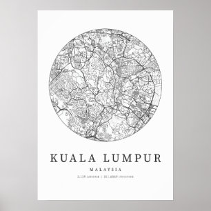 Kuala Lumpur Malaysia Street Layout Karta Poster