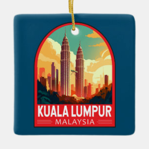 Kuala Lumpur Malaysia Travel Art Vintage Julgransprydnad Keramik