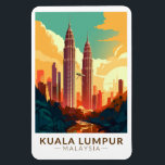 Kuala Lumpur Malaysia Travel Art Vintage Magnet<br><div class="desc">Kuala Lumpur-återresedesign. Staden är också hem för brittiska markeringar under kolonialtiden,  såsom Kuala Lumpur Railway Station och Sultan Abdul Samad Byggnad.</div>
