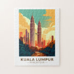 Kuala Lumpur Malaysia Travel Art Vintage Pussel<br><div class="desc">Kuala Lumpur-återresedesign. Staden är också hem för brittiska markeringar under kolonialtiden,  såsom Kuala Lumpur Railway Station och Sultan Abdul Samad Byggnad.</div>