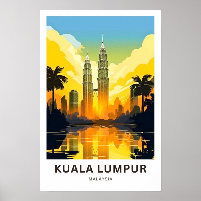 Kuala Lumpur Malaysia Travel Print Poster (Framsidan)