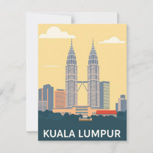 Kuala Lumpur Malaysia Vintage Petronas Torn Vykort