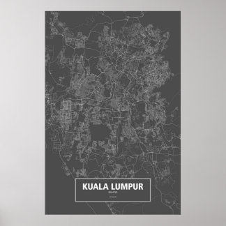 Kuala Lumpur, Malaysia (vit på svart) Poster