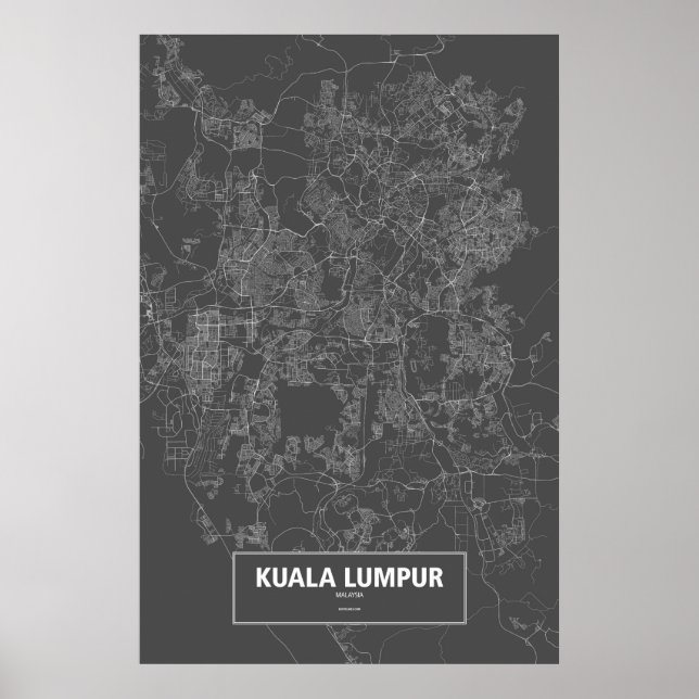 Kuala Lumpur, Malaysia (vit på svart) Poster (Framsidan)