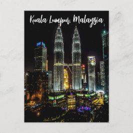 Kuala Lumpur Nattlig Stadssiluett Vykort