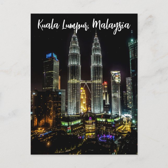 Kuala Lumpur Nattlig Stadssiluett Vykort (Framsida)
