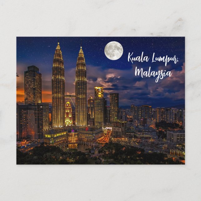 Kuala Lumpur Night Skyline Vykort (Framsida)