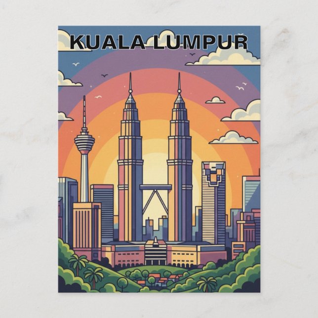 Kuala Lumpur Petronas Twin Towers  Vykort (Framsida)