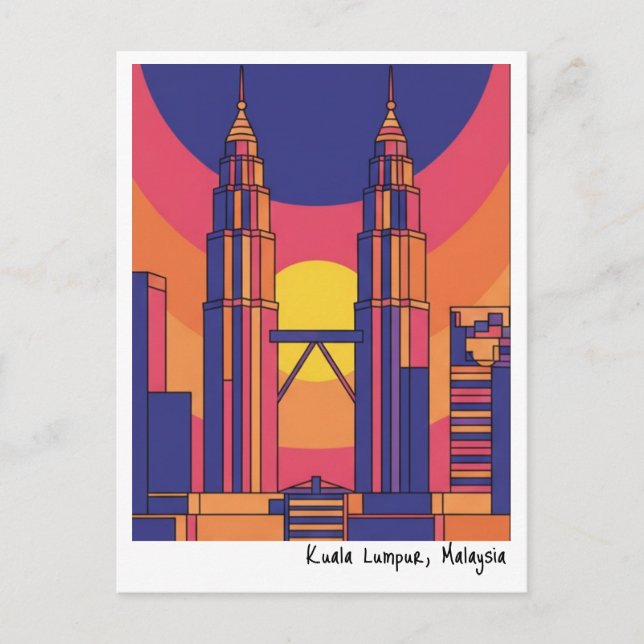 Kuala Lumpur Petronas Twin Towers  Vykort (Framsida)