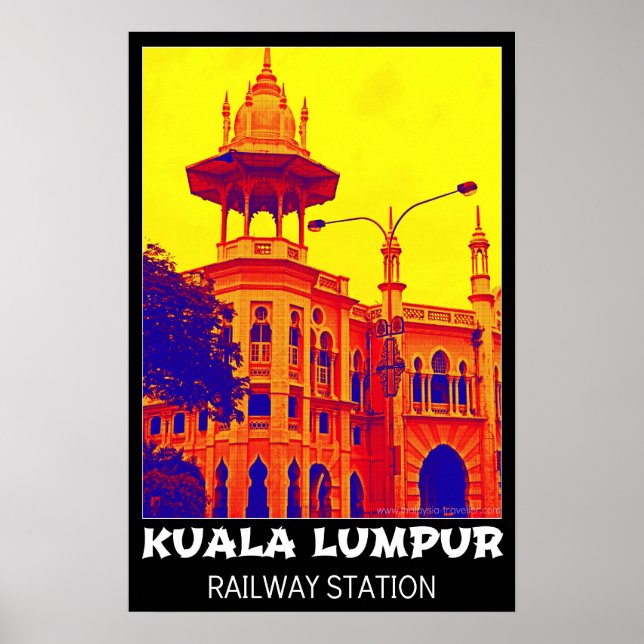 Kuala Lumpur Railway Station Pop Art Poster (Framsidan)