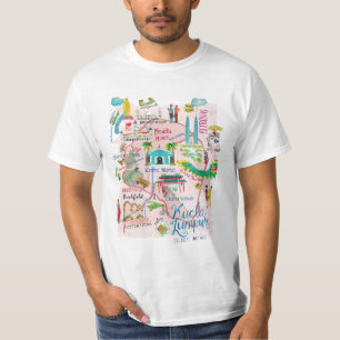 Kuala Lumpur rosa illustrativ rese karta T Shirt