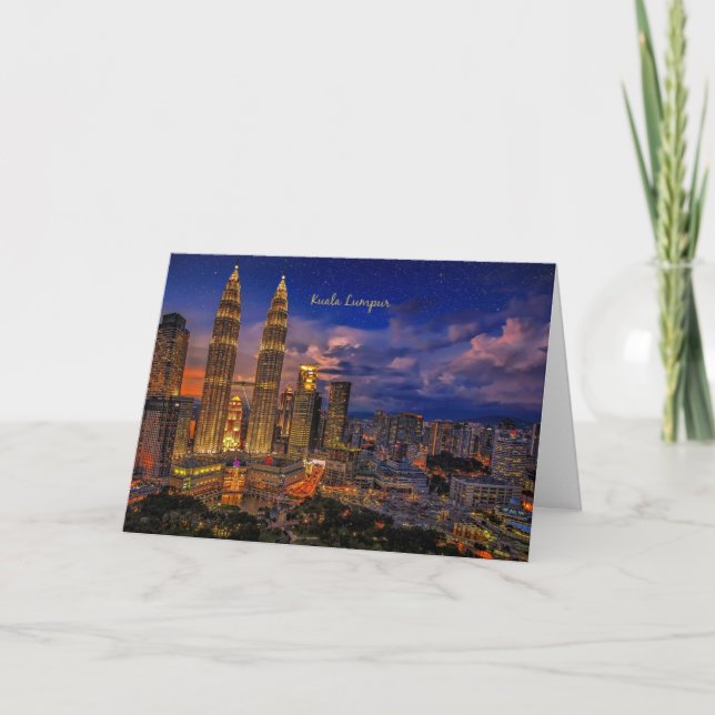 Kuala Lumpur skyline nattetid Kort (Framsida)