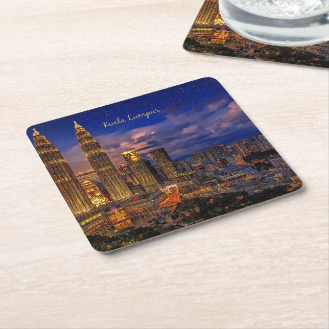 Kuala Lumpur skyline nattetid Underlägg Papper Kvadrat (Vinklad)