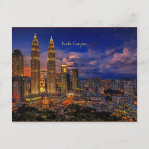 Kuala Lumpur skyline nattetid Vykort