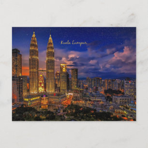 Kuala Lumpur skyline nattetid Vykort