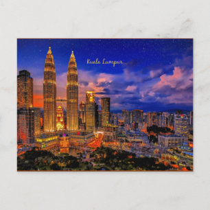 Kuala Lumpur skyline på natten Vykort