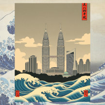 Kuala Lumpur Vintage Japan Wave stil Siluett