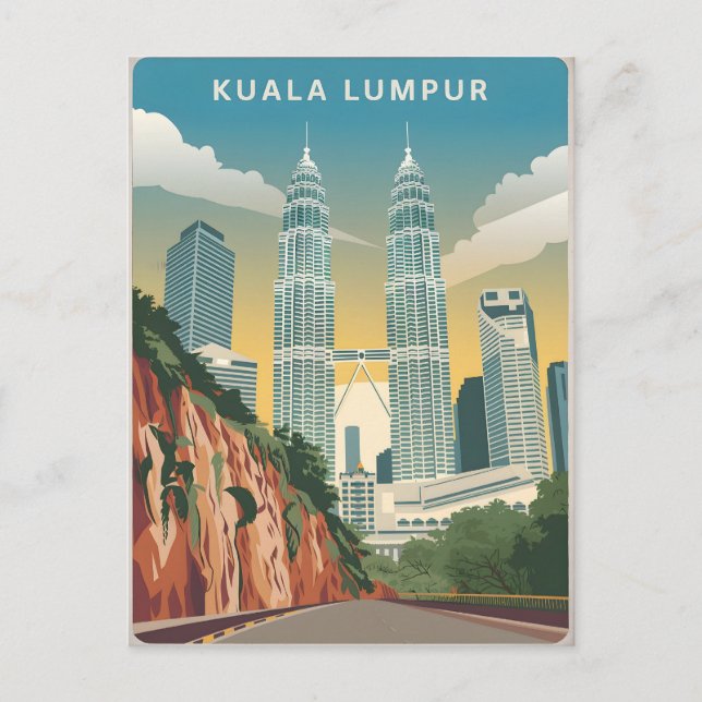 Kuala Lumpur vintage Vykort (Framsida)