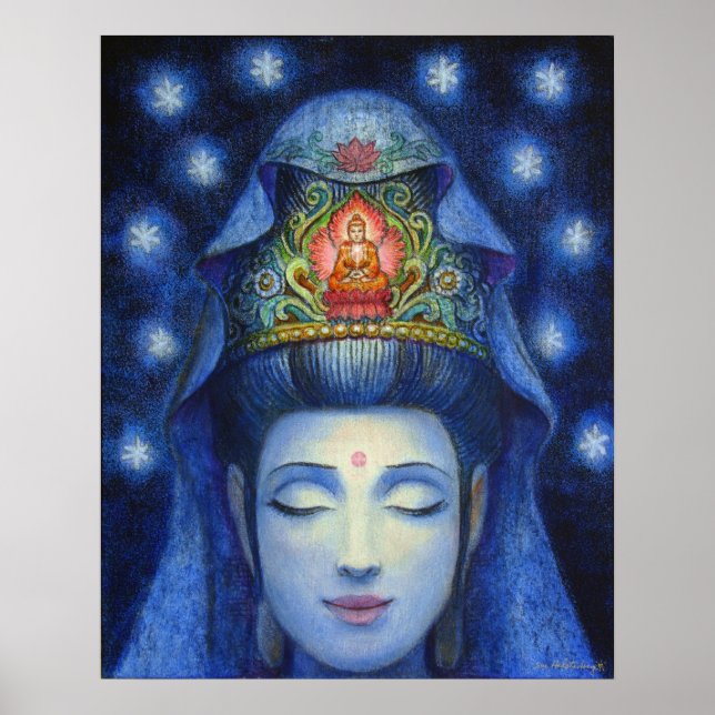 Kuan Yin Buddha Meditation Art Poster Skriv ut (Framsidan)