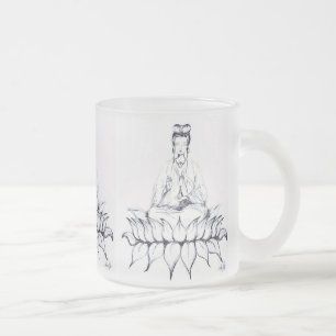 Kuan Yin frostad Glass mugg