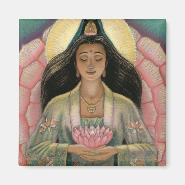 Kuan Yin Goddess för Compassion Magnet (Framsidan)